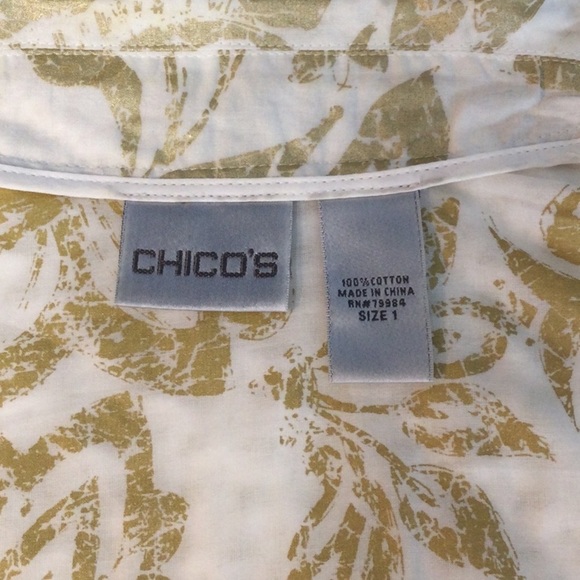 Chico's Gold Ivory Full Zip Jacket Size 1/M - Picture 6 of 9